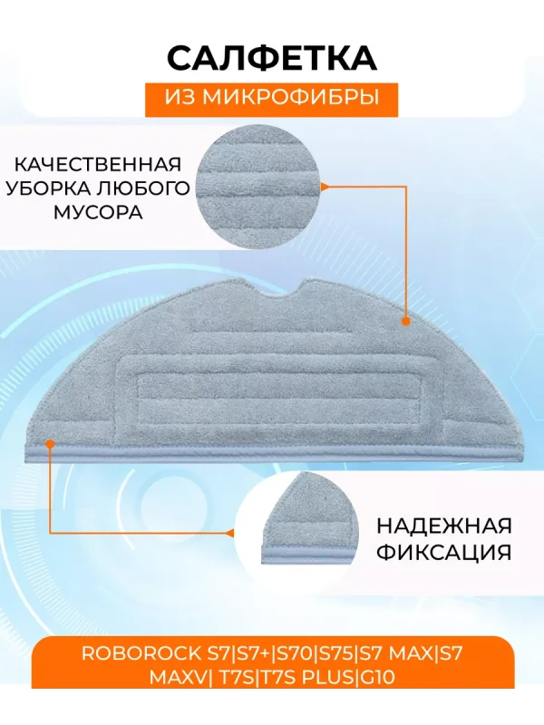 Тряпка из микрофибры для робота пылесоса Xiaomi, Roborock — изображение 6