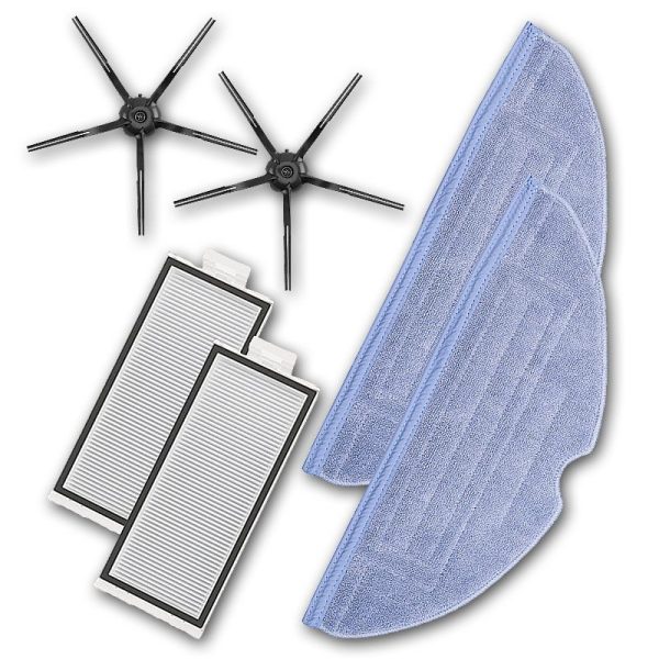 MiLion / Аксессуары для пылесоса Xiaomi Roborock Q7 Max / сменные тряпка микрофибра 2 шт + НЕРА фильтр 2 шт + боковая щетка 2 шт + мешок для сбора пыли 4 шт — изображение 5