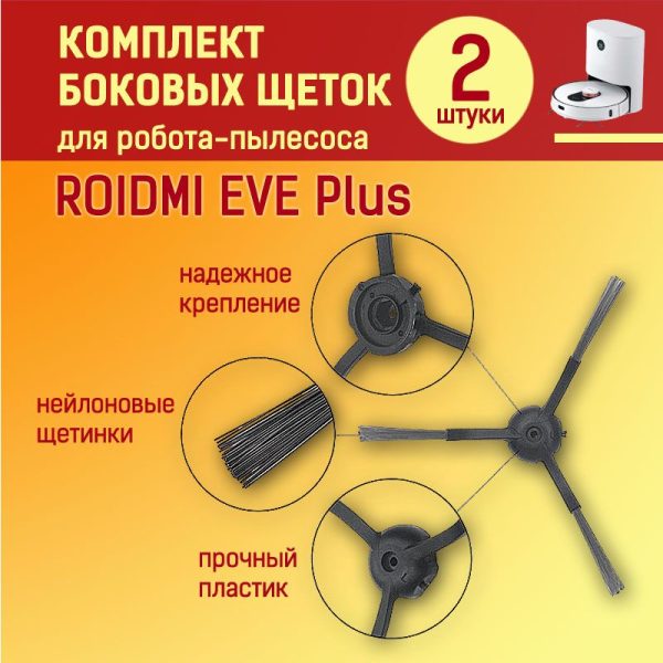 MiLion / Аксессуары для пылесоса Xiaomi , ROIDMI EVE Plus , Xclea H30 , Xclea H30 plus / сменные тряпка микрофибра 3 шт + НЕРА фильтр + основная щетка + боковая щетка 2 шт — изображение 3
