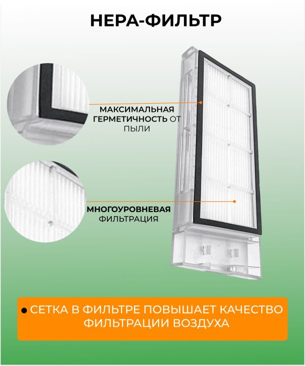 Комплект аксессуаров для пылесоса Xiaomi , Roidmi EVE Plus , Xclea H30 , Xclea H30 plus / сменные тряпка микрофибра + мешок для сбора пыли + боковые щетки + НЕРА фильтр — изображение 5