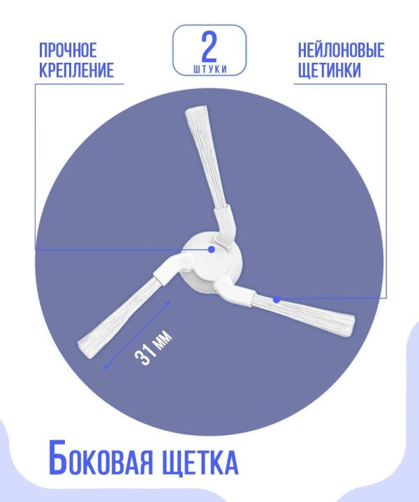 Для робота пылесоса Xiaomi, Mijia Self-Cleaning Robot Vacuum-Mop Pro: основная щетка, 2 боковые щетки, 2 НЕРА-фильтра, 4 салфетки микрофибры. — изображение 6