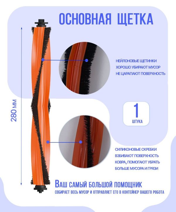 Для робота пылесоса Xiaomi, Mijia Self-Cleaning Robot Vacuum-Mop Pro: основная щетка, 2 боковые щетки, 2 НЕРА-фильтра, 4 салфетки микрофибры. — изображение 3