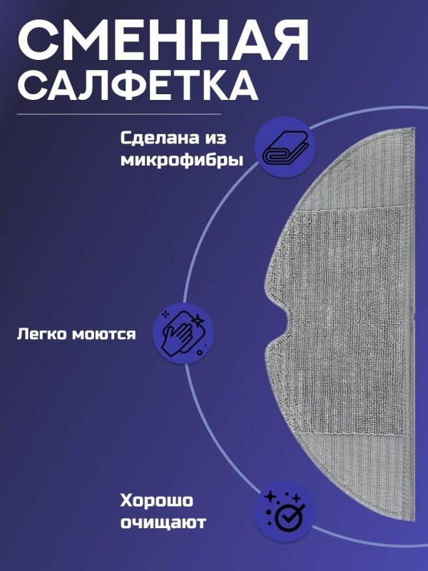 Резервуар для воды с электрическим управлением Xiaomi , Mijia 1C _Mop ,Аксессуары для пылесоса Xiaomi , Mijia 1C _Mop _сменная тряпка микрофибра 3 шт в подарок — изображение 2