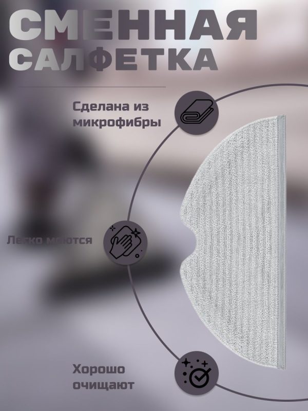 Аксессуары для робота пылесоса Xiaomi , Dreame d9 , d9pro , d9max , L10pro : Сменный резервуар для воды с электронным управлением + 3 салфетки-микрофибры — изображение 3
