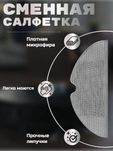 MiLion / Тряпка для робота пылесоса Xiaomi , Mi Robot Vacuum Mop , Dreame F9 из микрофибры + hepa фильтр + основаня щетка + боковая щетка — изображение 2
