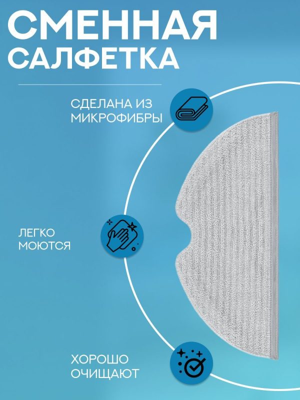 Тряпка для робота пылесоса Xiaomi , Dreame D9 Bot L10 Pro Bot D9 Mistral PRO, Trouver Robot LDS Finder RLS5-WH0, RLS5-WH1 RLS5L, RLS3 - 3 шт; нера фильтр - 2 шт. — изображение 2