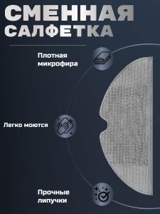 MiLion / Аксессуары для пылесоса Xiaomi , Roborock S5 , S5max / сменные тряпка микрофибра + НЕРА фильтр 2 шт + боковая щетка — изображение 3