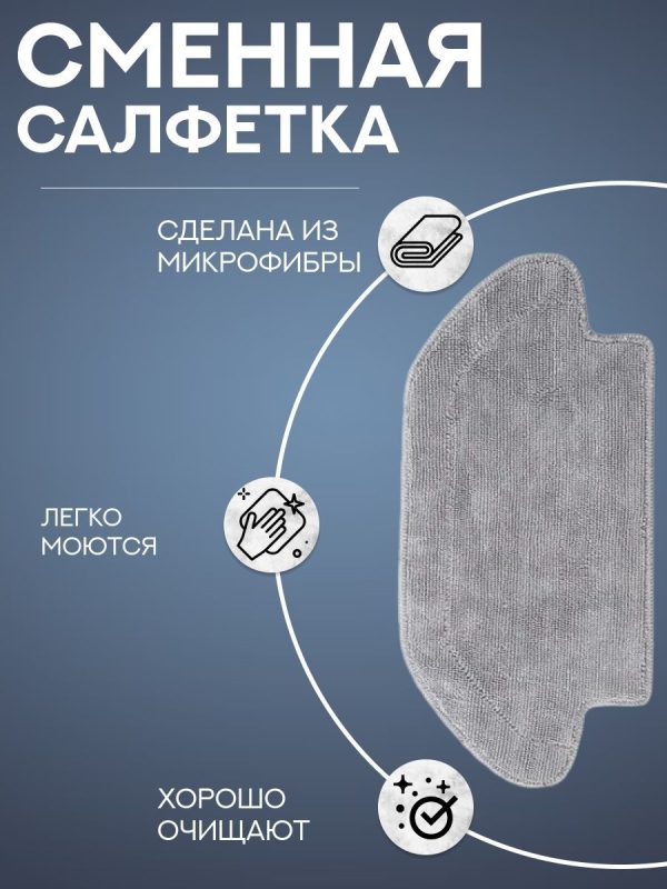 Аксессуары для пылесоса Xiaomi, Robot Vacuum-Mop P / сменные тряпка микрофибра 2 шт + НЕРА фильтр 2 шт — изображение 2