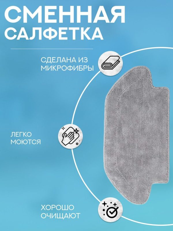 Аксессуары для пылесоса Xiaomi , Mi Robot Vacuum Mop Pro / сменные тряпка микрофибра 2 шт + НЕРА фильтр 2 шт — изображение 2