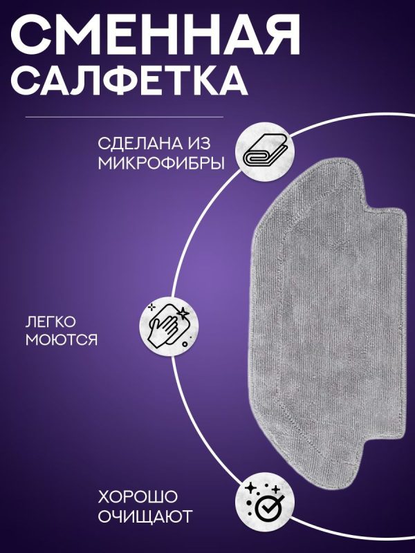 Аксессуары для пылесоса Xiaomi , Viomi V2 / сменные тряпка микрофибра 2 шт + НЕРА фильтр 2 шт — изображение 3