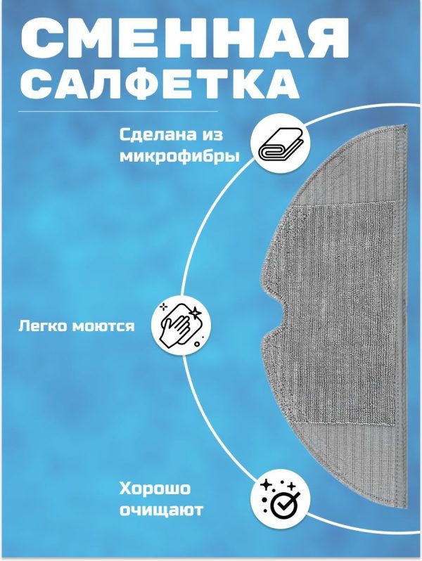 Аксессуары для пылесоса Xiaomi , Roborock S5 Max S6 MaxV S50 S51 S55 E4 T6 T4 Q7Max Q7 Max plus T8 E202 / сменная тряпка микрофибра 7 шт — изображение 2