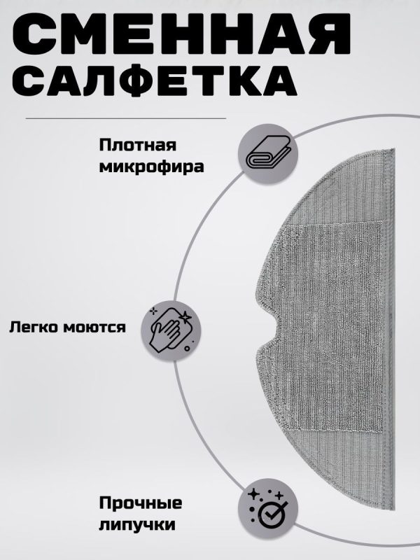 Аксессуары для пылесоса Xiaomi , Roborock S5 , S5max / сменные тряпка микрофибра 2 шт + НЕРА фильтр 2 шт — изображение 3