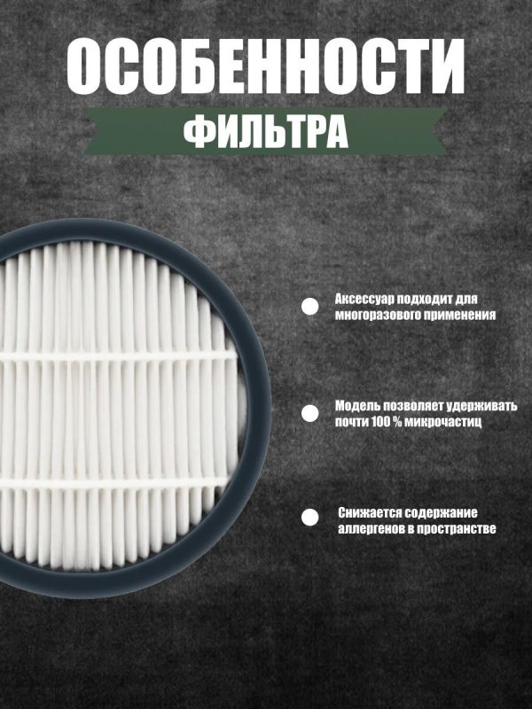 НЕРА- фильтр для вертикального пылесоса Xiaomi, Deerma VC40 (комплект 3 штуки) — изображение 2