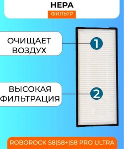 Для робота пылесоса Xiaomi , Roborock S8/S8+/S8 Pro Ultra : Салфетка-микрофибра 3 шт., HEPA-фильтр 2 шт. и белая боковая щетка — изображение 12