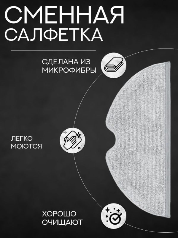 Для робота пылесоса Xiaomi , Roborock S8/S8+/S8 Pro Ultra : Салфетка-микрофибра 3 шт., HEPA-фильтр 2 шт. и белая боковая щетка — изображение 5