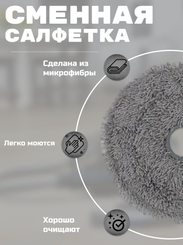Набор аксессуаров для робота-пылесоса Xiaomi, Lydsto W2 : Салфетка-микрофибра 4 шт., Мешок для сбора пыли 2 шт. — изображение 2