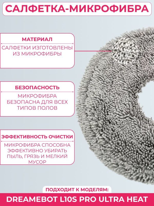 Комплект аксессуаров для робота пылесоса Xiaomi , DreameBot L10s Pro Ultra Heat: Салфетка-микрофибра 8 шт., HEPA-фильтр 2 шт., Боковая щетка 2 шт., Мешки для сбора пыли 5 шт., Основная щетка. — изображение 3